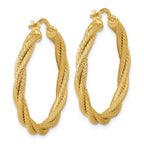 Leslie's 14K Polished and Textured Twisted Round Hoop Earrings - Image 4