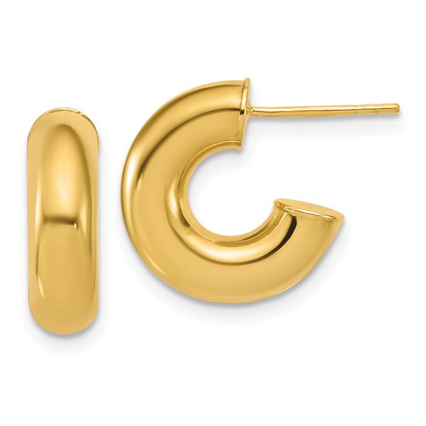Leslie's 14K Polished J-Hoop Post Earrings