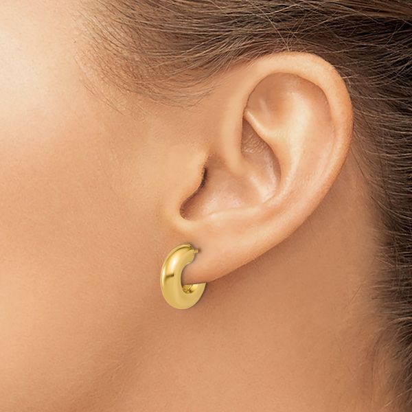 Leslie's 14K Polished J-Hoop Post Earrings - Image 3