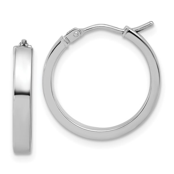 Leslie's 14K White Gold Square Tube Round Hoop Earrings