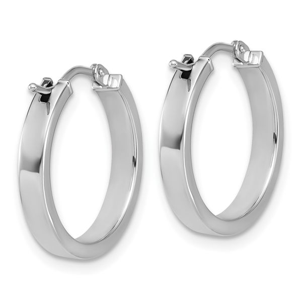 Leslie's 14K White Gold Square Tube Round Hoop Earrings - Image 4