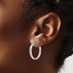 Leslie's 14K White Gold Square Tube Round Hoop Earrings - Image 3