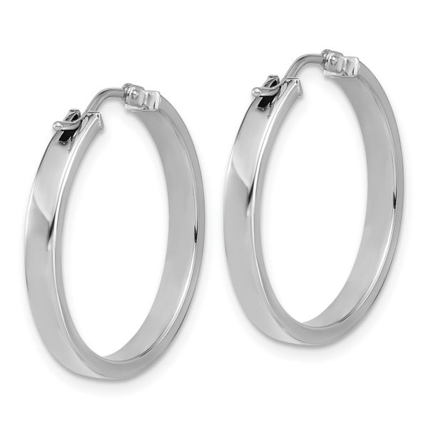 Leslie's 14K White Gold Square Tube Round Hoop Earrings - Image 4