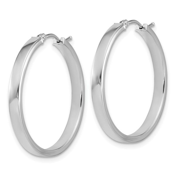 Leslie's 14K White Gold Square Tube Round Hoop Earrings - Image 2