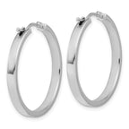 Leslie's 14K White Gold Square Tube Round Hoop Earrings - Image 4