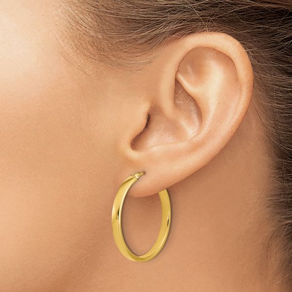 Leslie's 14K Polished Square Tube Round Hoop Earrings - Image 3