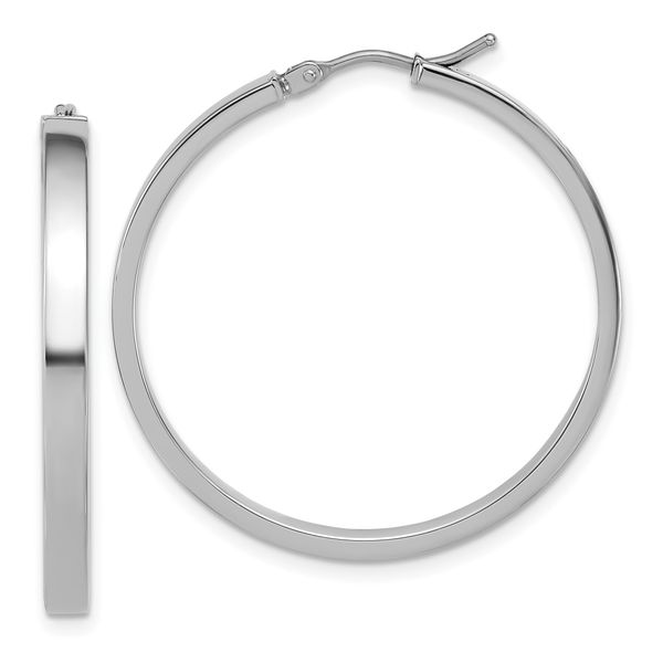 Leslie's 14K White Gold Square Tube Round Hoop Earrings