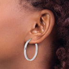 Leslie's 14K White Gold Square Tube Round Hoop Earrings - Image 3