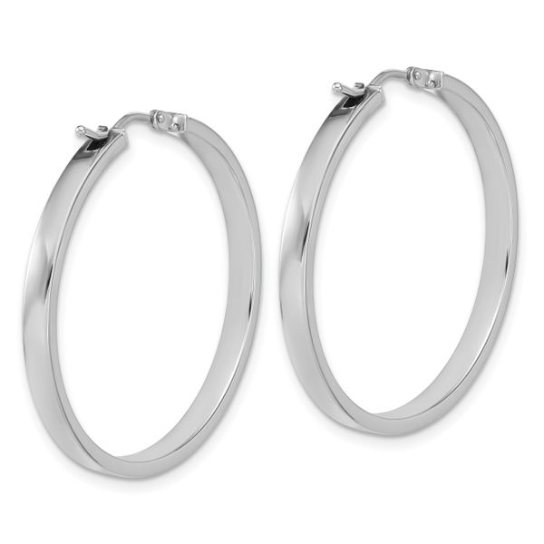 Leslie's 14K White Gold Square Tube Round Hoop Earrings - Image 4