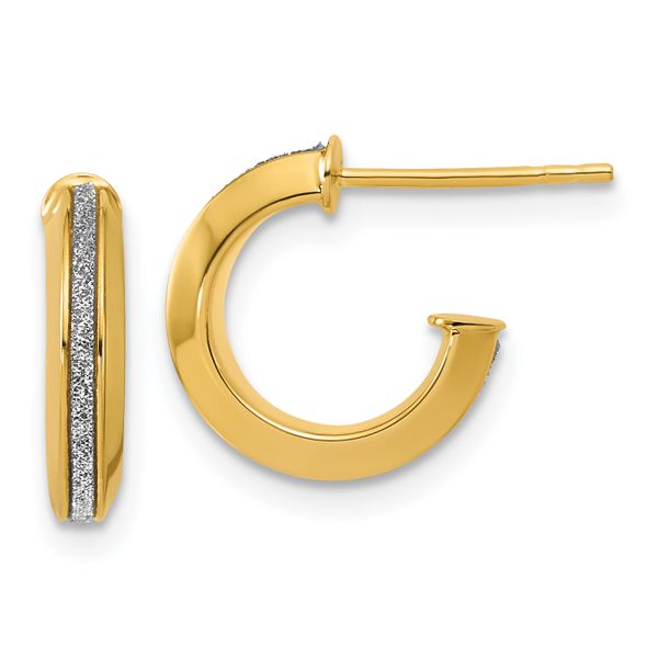 Leslie's 14K Polished Glimmer Infused J-Hoop Post Earrings