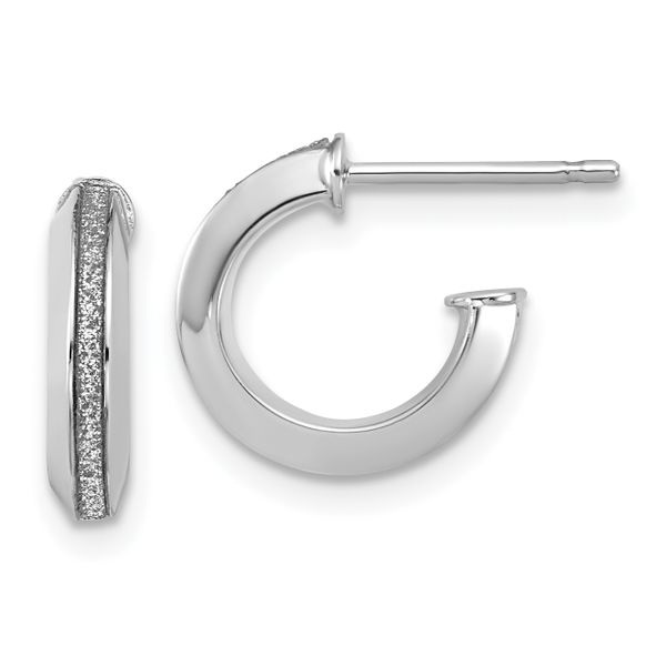 Leslie's 14K White Gold Polish Glimmer Infused J-Hoop Post Earrings