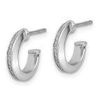 Leslie's 14K White Gold Polish Glimmer Infused J-Hoop Post Earrings - Image 2