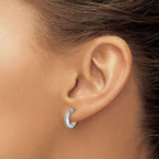 Leslie's 14K White Gold Polish Glimmer Infused J-Hoop Post Earrings - Image 3