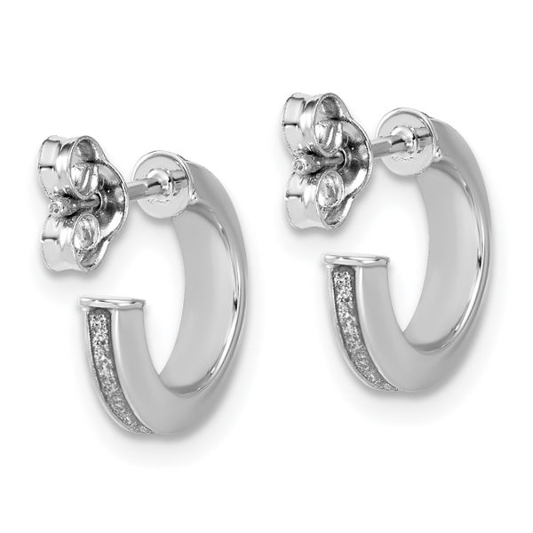 Leslie's 14K White Gold Polish Glimmer Infused J-Hoop Post Earrings - Image 4