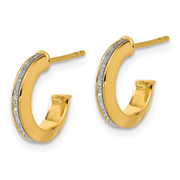 Leslie's 14K Polished Glimmer Infused J-Hoop Post Earrings - Image 2