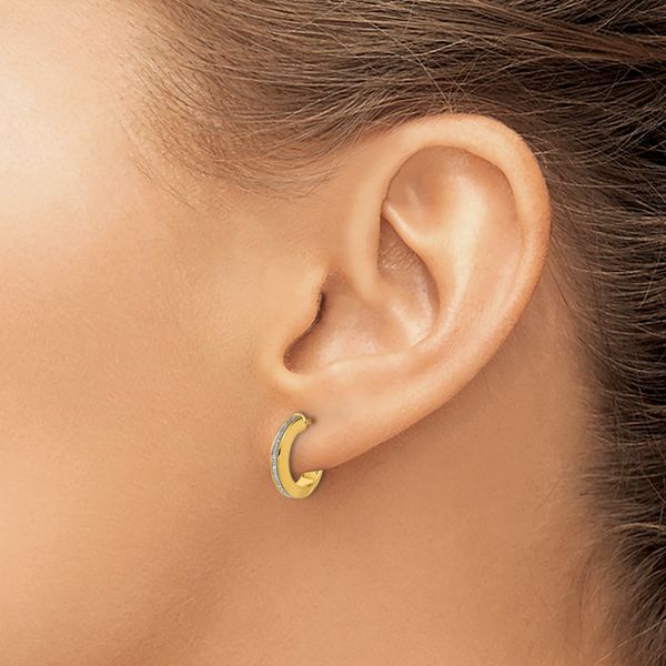 Leslie's 14K Polished Glimmer Infused J-Hoop Post Earrings - Image 3