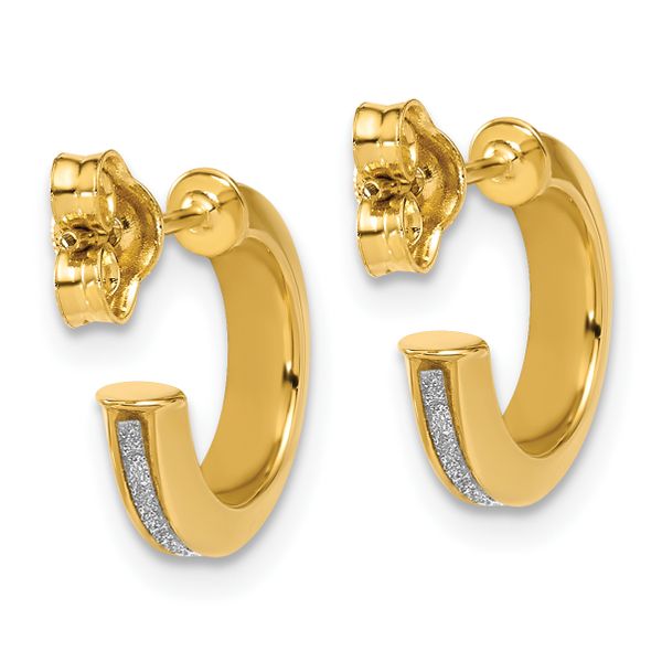Leslie's 14K Polished Glimmer Infused J-Hoop Post Earrings - Image 4