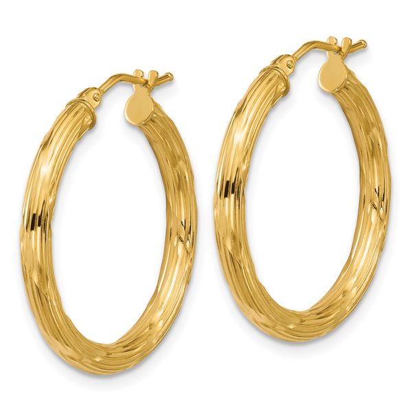 Leslie's 14K Polished and Grooved Round Hoop Earrings - Image 2