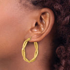 Leslie's 14K Polished and Grooved Round Hoop Earrings - Image 3