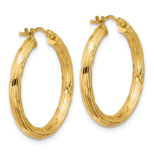 Leslie's 14K Polished and Grooved Round Hoop Earrings - Image 4