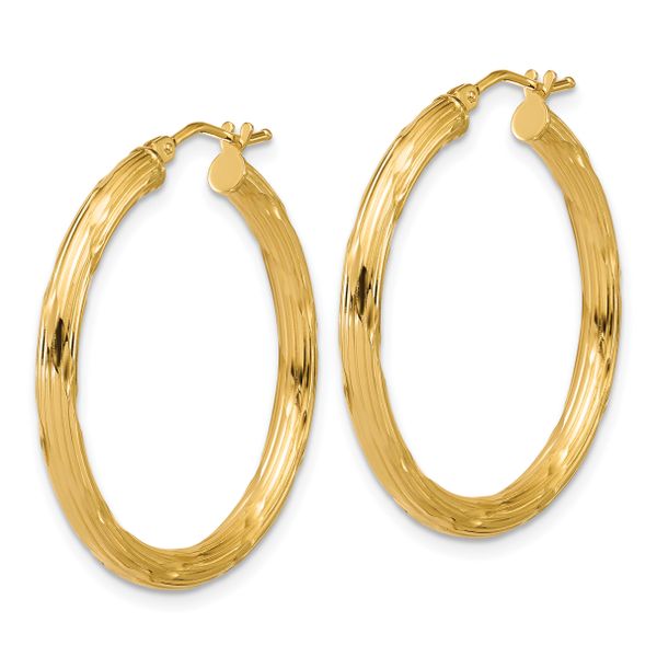 Leslie's 14K Polished and Grooved Round Hoop Earrings - Image 2