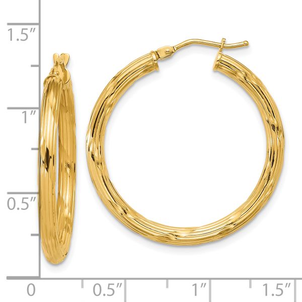 Leslie's 14K Polished and Grooved Round Hoop Earrings - Image 5
