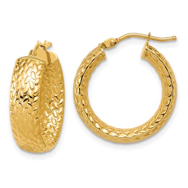 Leslie's 14K Polished Weave Design Round Hoop Earrings