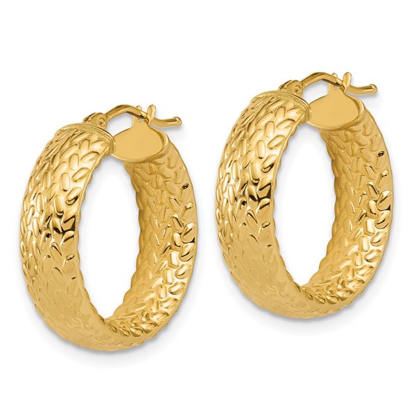 Leslie's 14K Polished Weave Design Round Hoop Earrings - Image 2