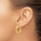 Leslie's 14K Polished Weave Design Round Hoop Earrings - Image 3