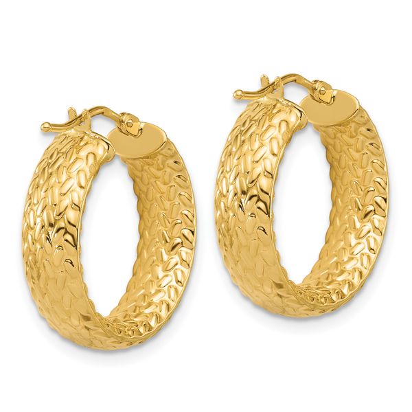 Leslie's 14K Polished Weave Design Round Hoop Earrings - Image 4