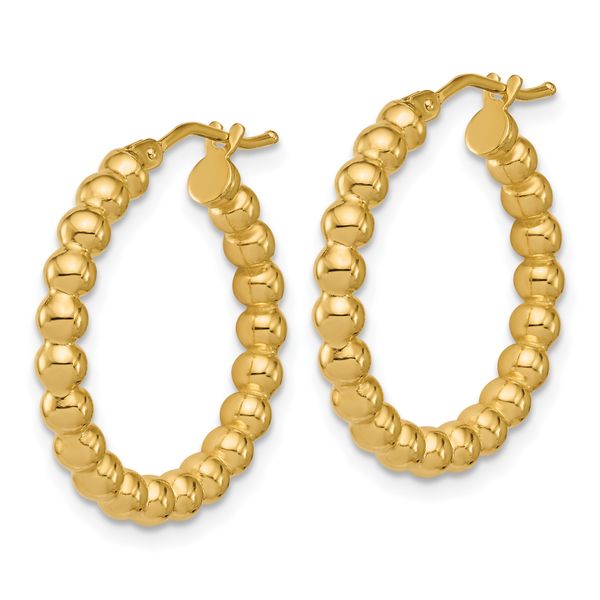 Leslie's 14K Polished Beaded Round Hoop Earrings - Image 2
