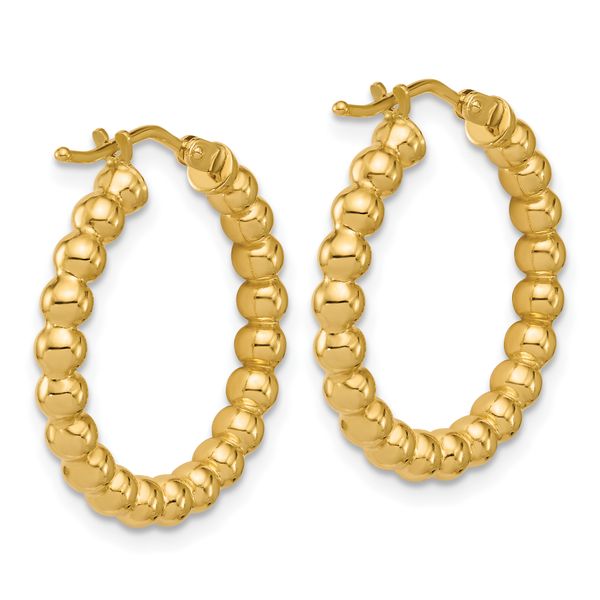 Leslie's 14K Polished Beaded Round Hoop Earrings - Image 4