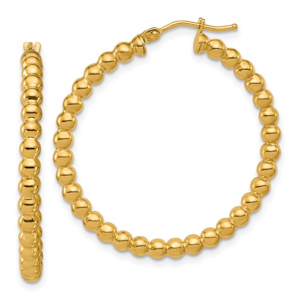 Leslie's 14K Polished Beaded Round Hoop Earrings