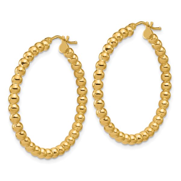 Leslie's 14K Polished Beaded Round Hoop Earrings - Image 2