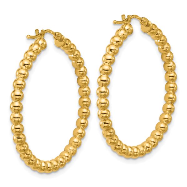 Leslie's 14K Polished Beaded Round Hoop Earrings - Image 4