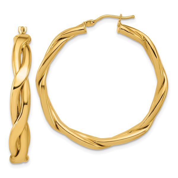 Leslie's 14K Polished Fancy Twist Round Hoop Earrings