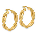 Leslie's 14K Polished Fancy Twist Round Hoop Earrings - Image 4