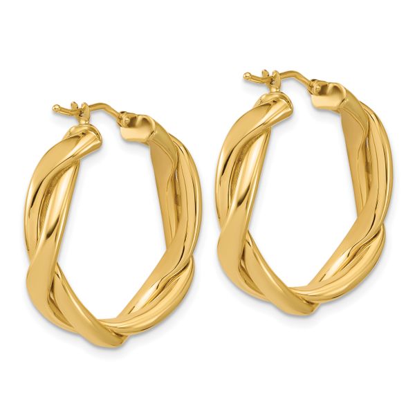 Leslie's 14K Polished Fancy Twist Round Hoop Earrings - Image 4