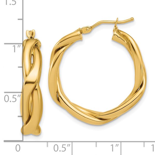 Leslie's 14K Polished Fancy Twist Round Hoop Earrings - Image 5