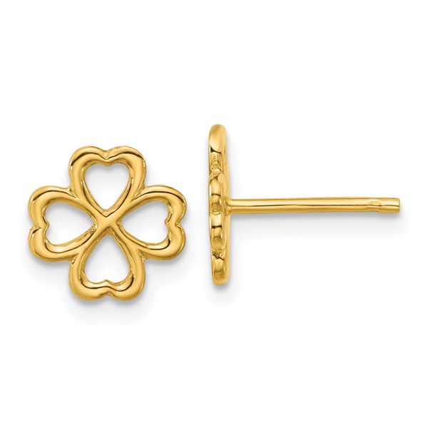 Leslie's 14K Polished 4-Leaf Clover Post Earrings