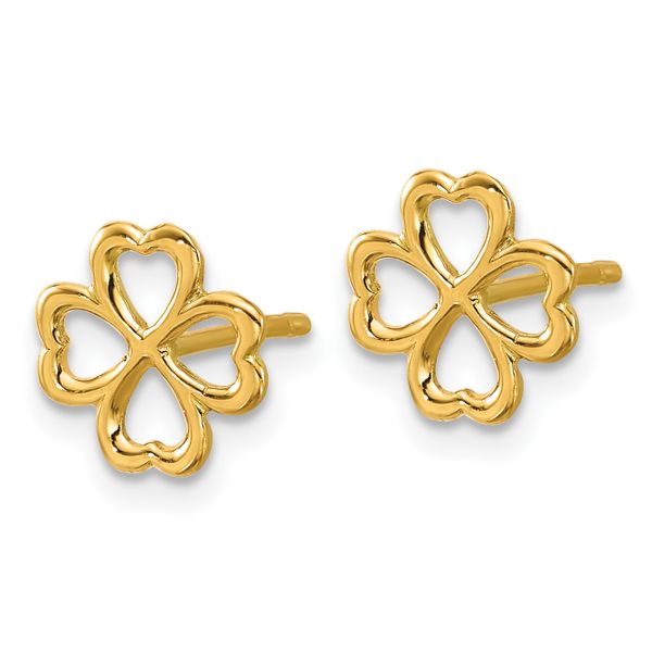 Leslie's 14K Polished 4-Leaf Clover Post Earrings - Image 2