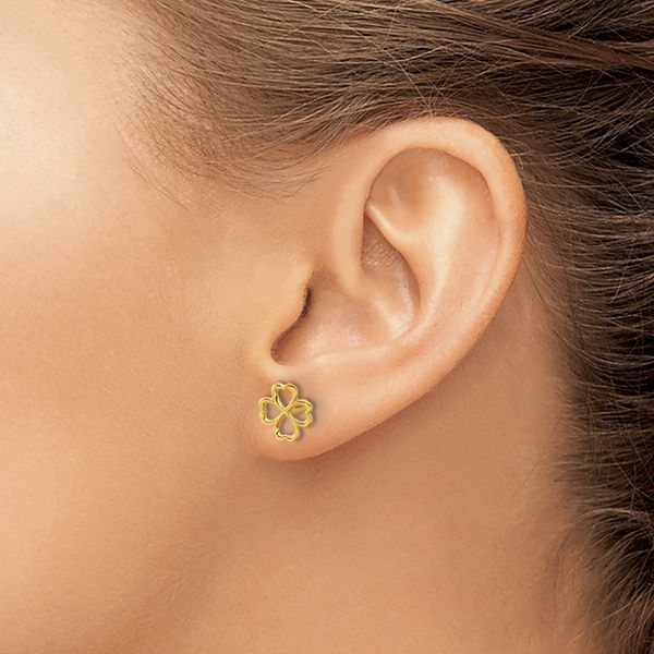 Leslie's 14K Polished 4-Leaf Clover Post Earrings - Image 3