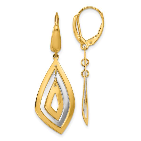 Leslie's 14K Two-tone Polished Dangle Leverback Earrings