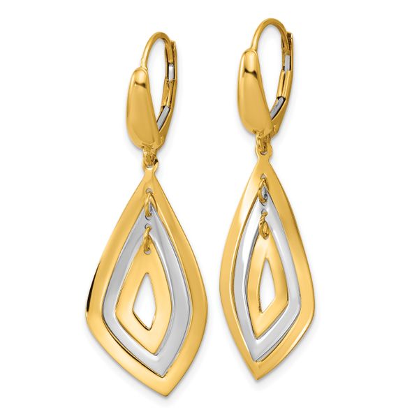 Leslie's 14K Two-tone Polished Dangle Leverback Earrings - Image 2