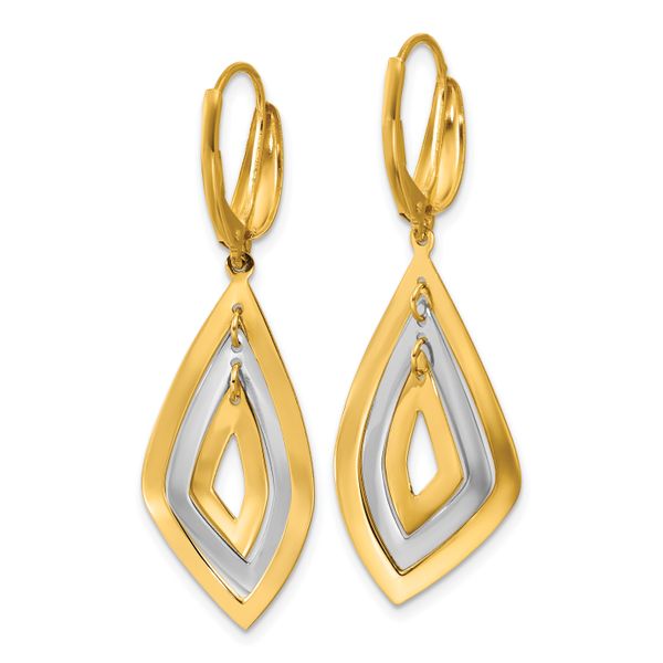 Leslie's 14K Two-tone Polished Dangle Leverback Earrings - Image 4
