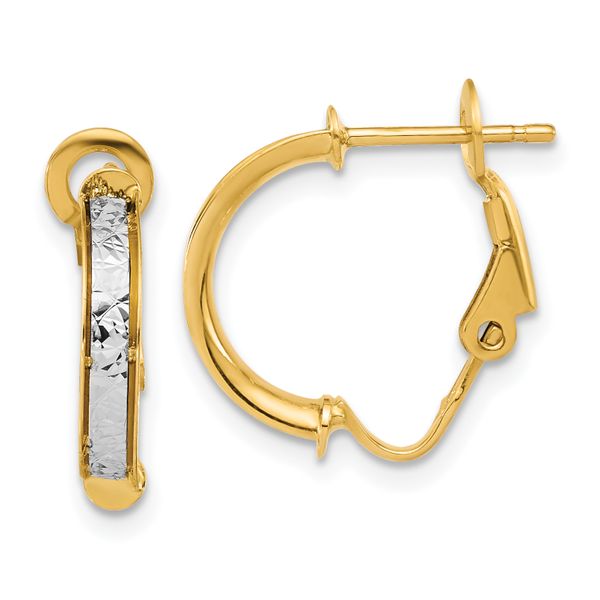 Leslie's 14K Two-tone Polished / Diamond-cut Omega Back Earrings
