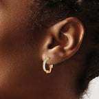 Leslie's 14K Two-tone Polished / Diamond-cut Omega Back Earrings - Image 3