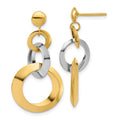 Leslie's 14K Two-tone Polished Circle Link Dangle Post Earrings