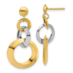 Leslie's 14K Two-tone Polished Circle Link Dangle Post Earrings