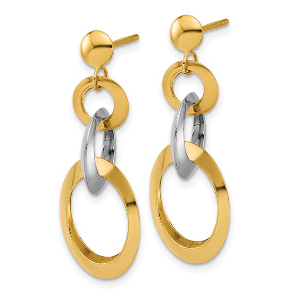 Leslie's 14K Two-tone Polished Circle Link Dangle Post Earrings - Image 2